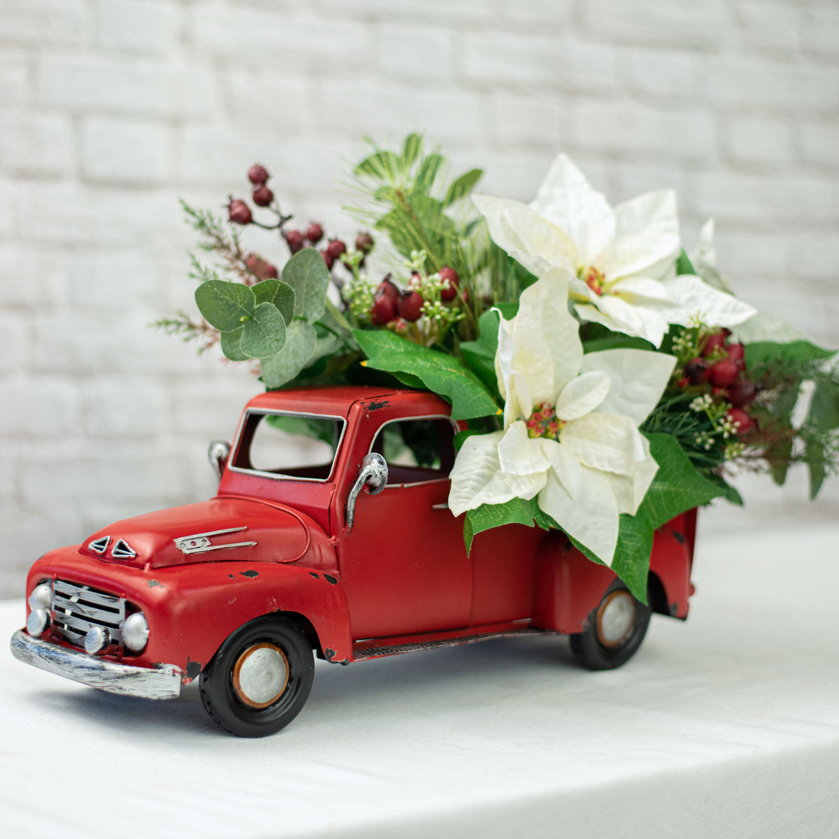 16" Vintage Truck Planter: Red Lifestyle Photo