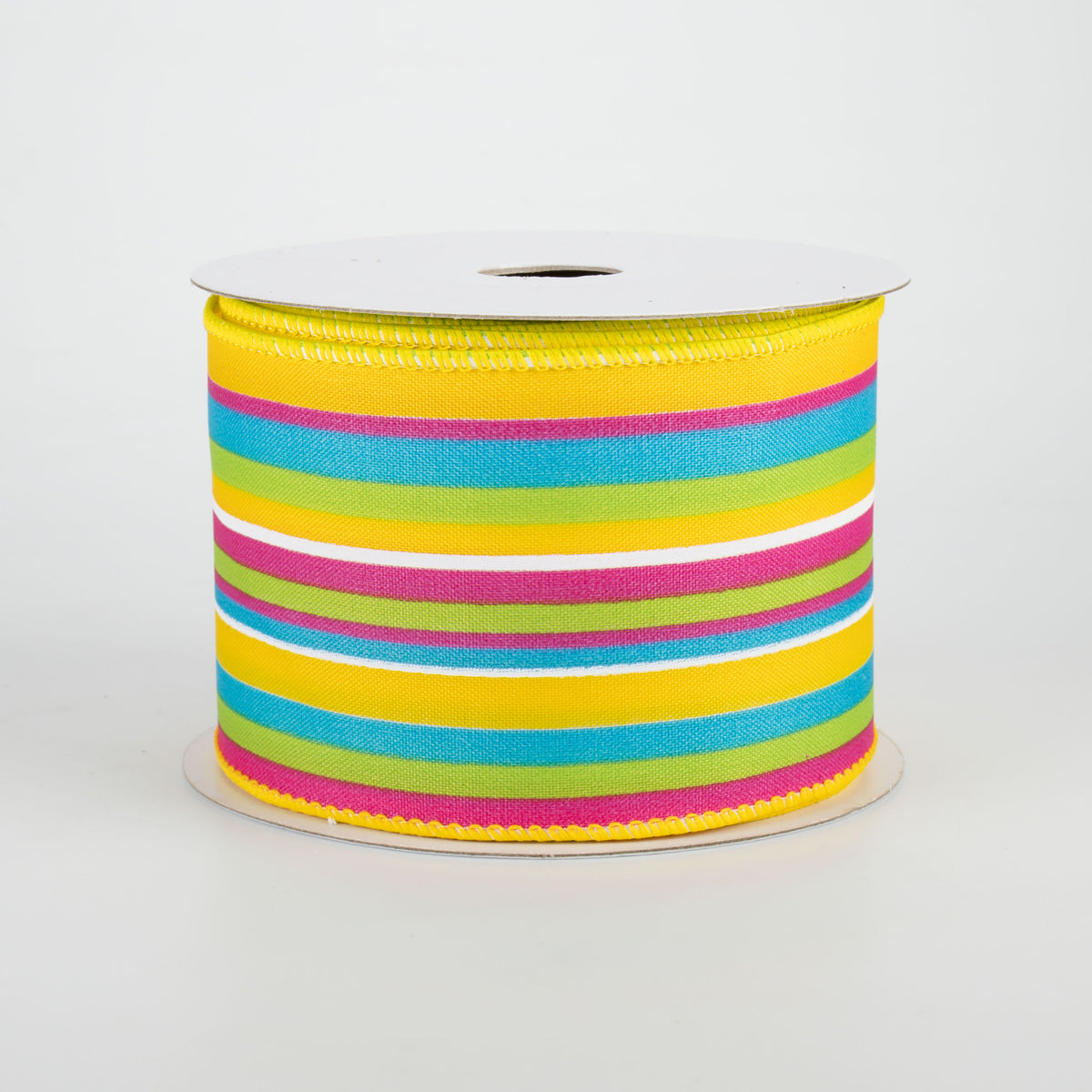 2.5" Walla Stripes Ribbon: Yellow, Fuchsia, Lime, Turquoise (10 Yards)