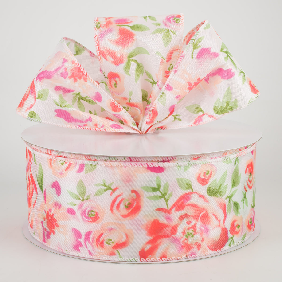 2.5" Watercolor Roses Ribbon: Blush (50 Yards) Lifestyle Photo