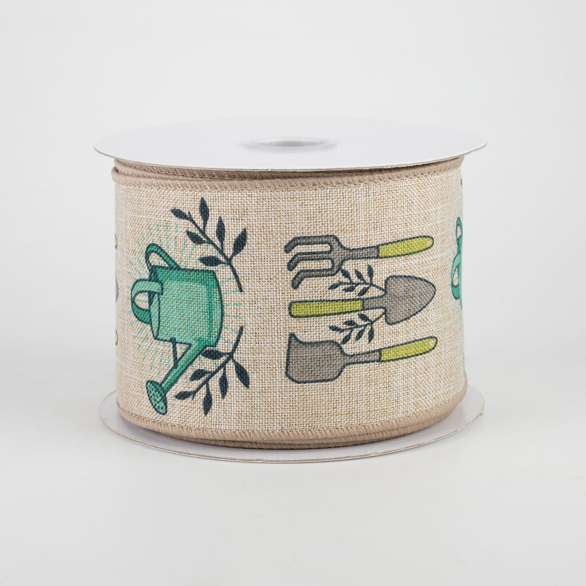 2.5" Watering Can & Garden Tools Ribbon: Blue & Fresh Green (10 Yards) Item Number: 41050-40-29