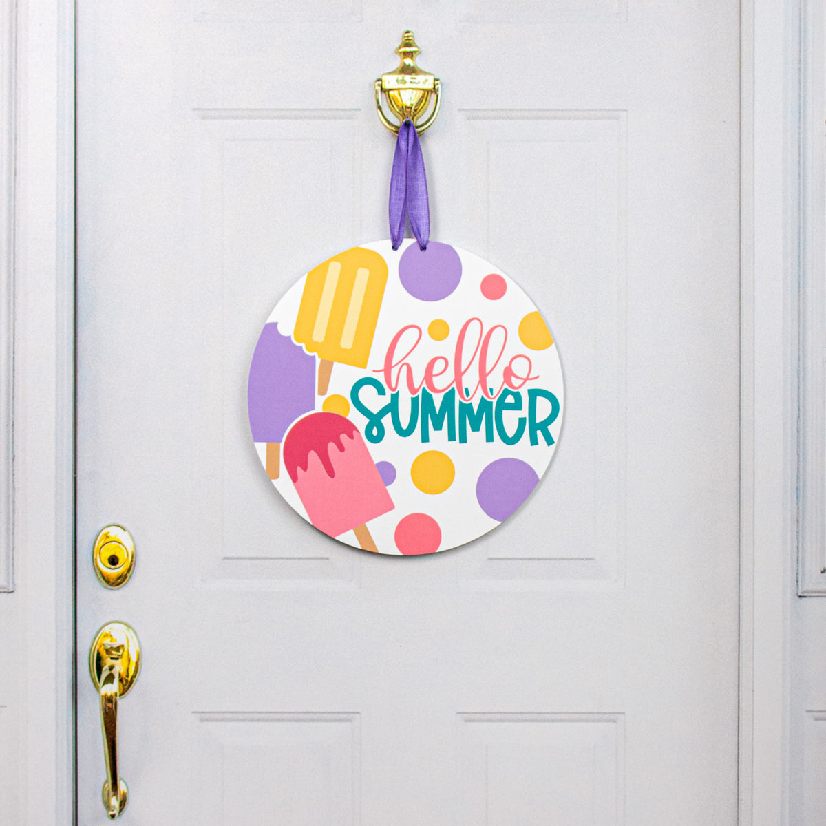 17" Waterproof Door Hanger: Hello Summer Popsicles Lifestyle Photo