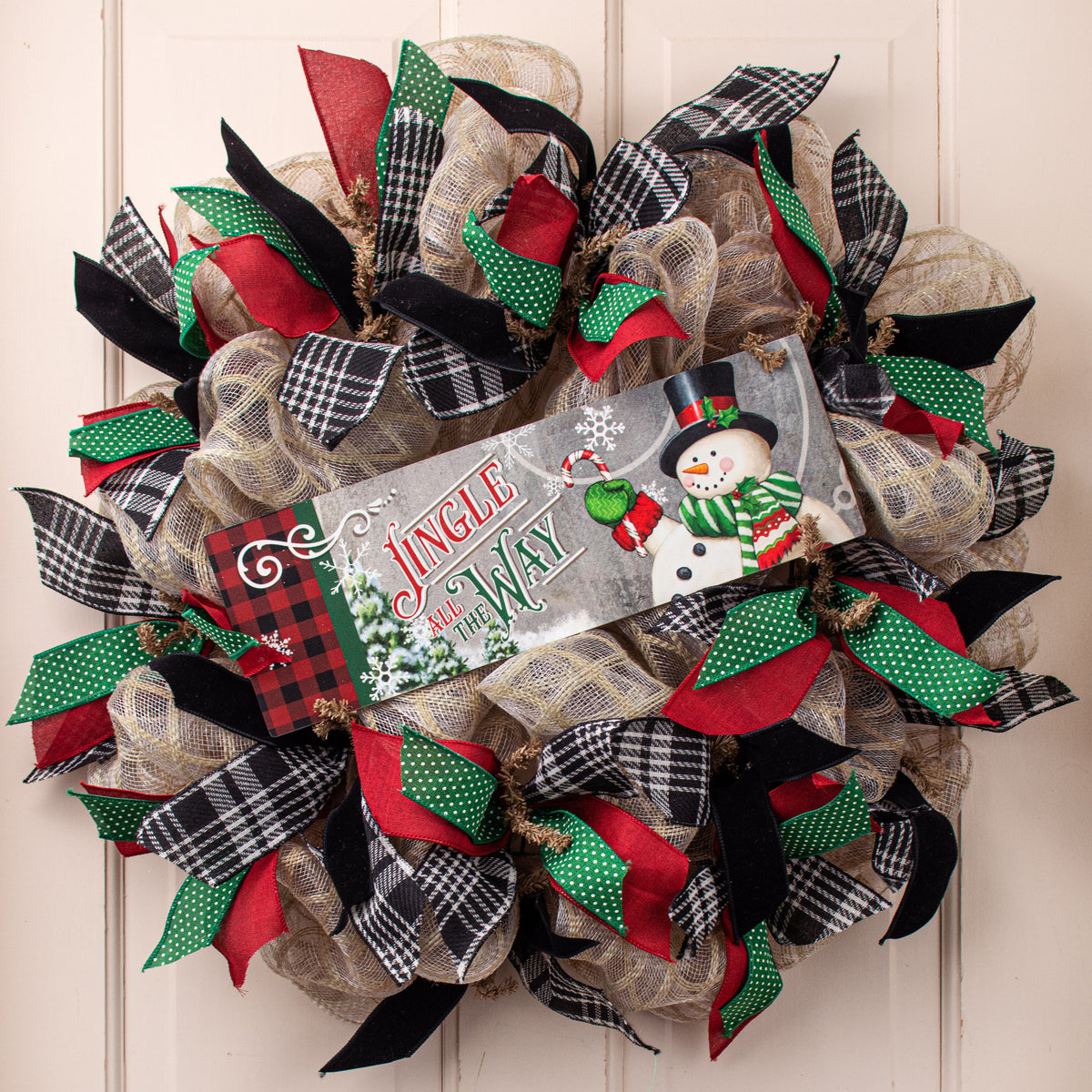 Waterproof Jingle all the Way Snowman Sign (5" x 15") Lifestyle Photo