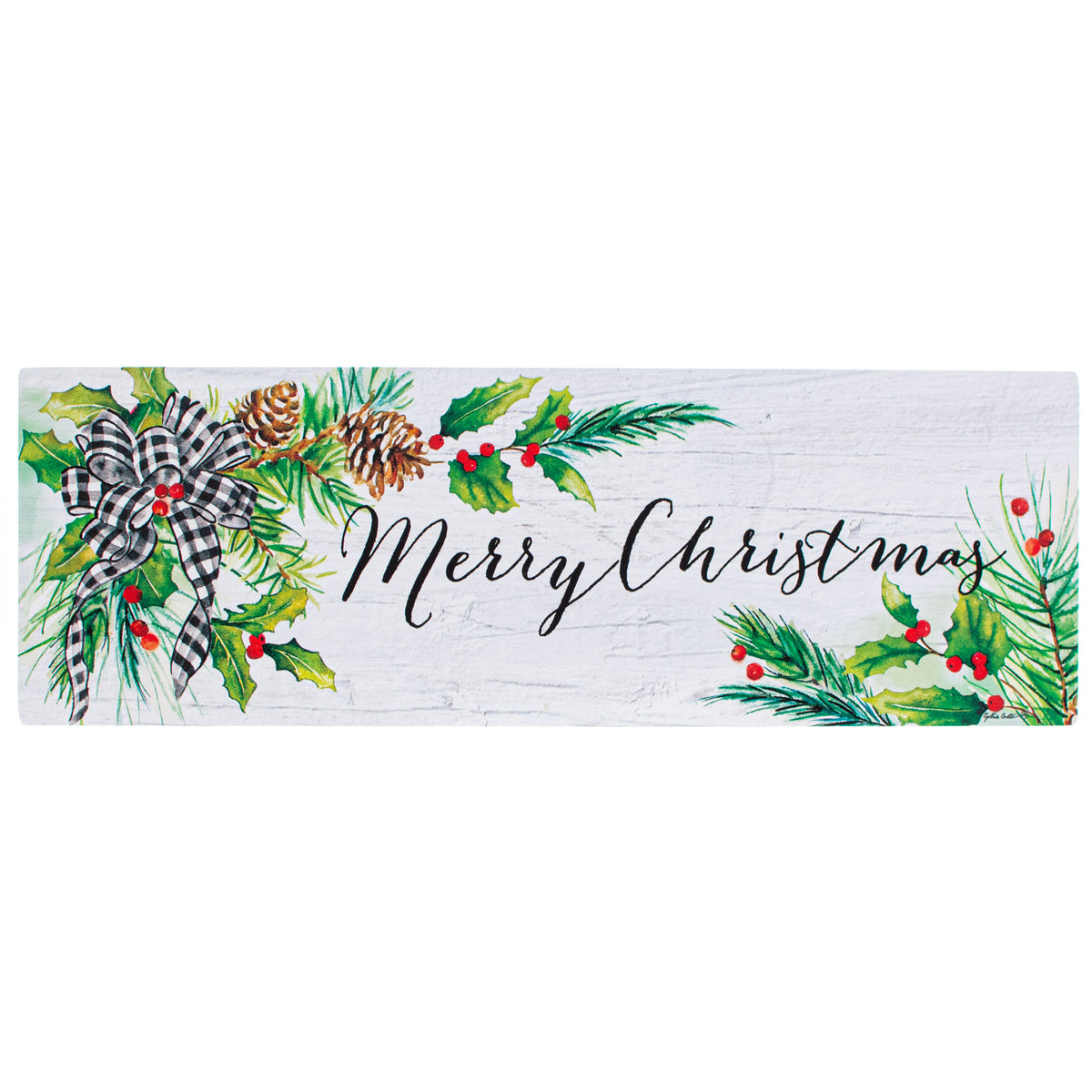 Waterproof Merry Christmas Greenery Sign (5" x 15") Item Number: 4425SS