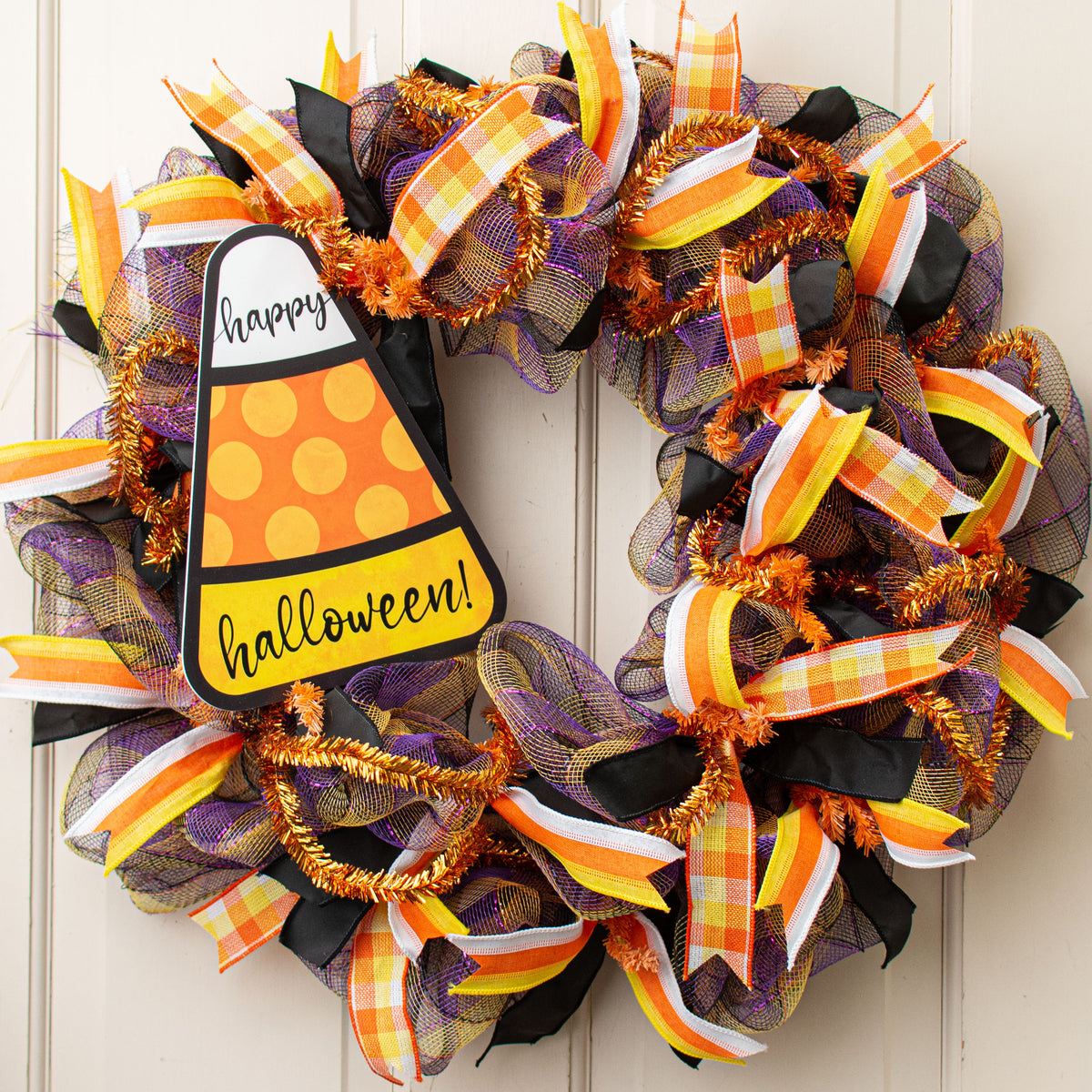 10" Waterproof Sign: Candy Corn Happy Halloween Lifestyle Photo