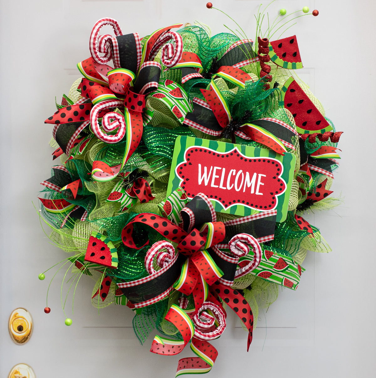 10.5" Waterproof Accent Sign: Scalloped Watermelon Welcome Lifestyle Photo