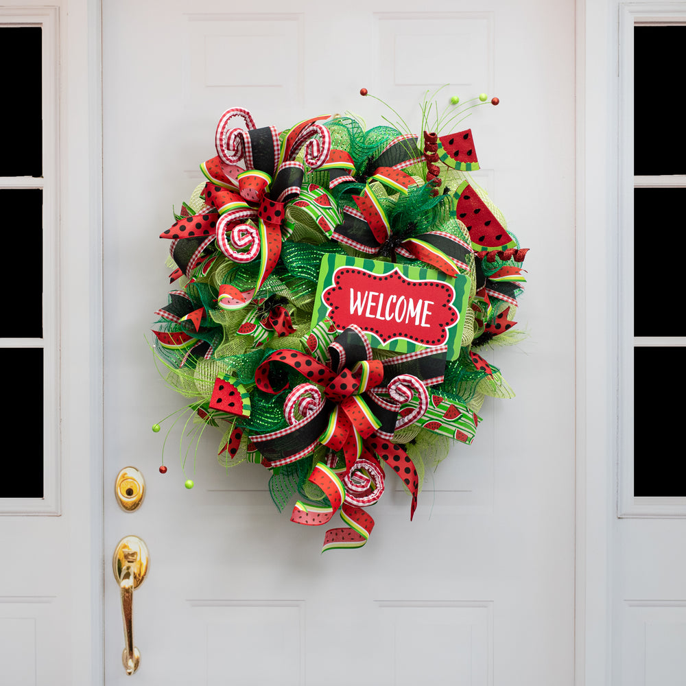 10.5" Waterproof Accent Sign: Scalloped Watermelon Welcome detail photo 4