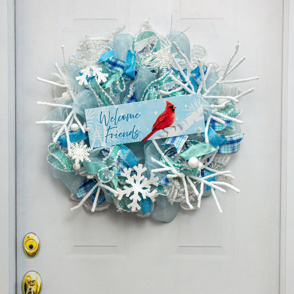 Waterproof Snowy Cardinal Signature Sign (5" x 15") Lifestyle Photo