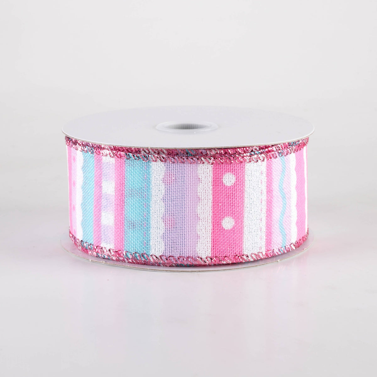 1.5" Whimsy Stripe Ribbon: Pink, Blue & Lavender (10 Yards) Item Number: 71403-09-03