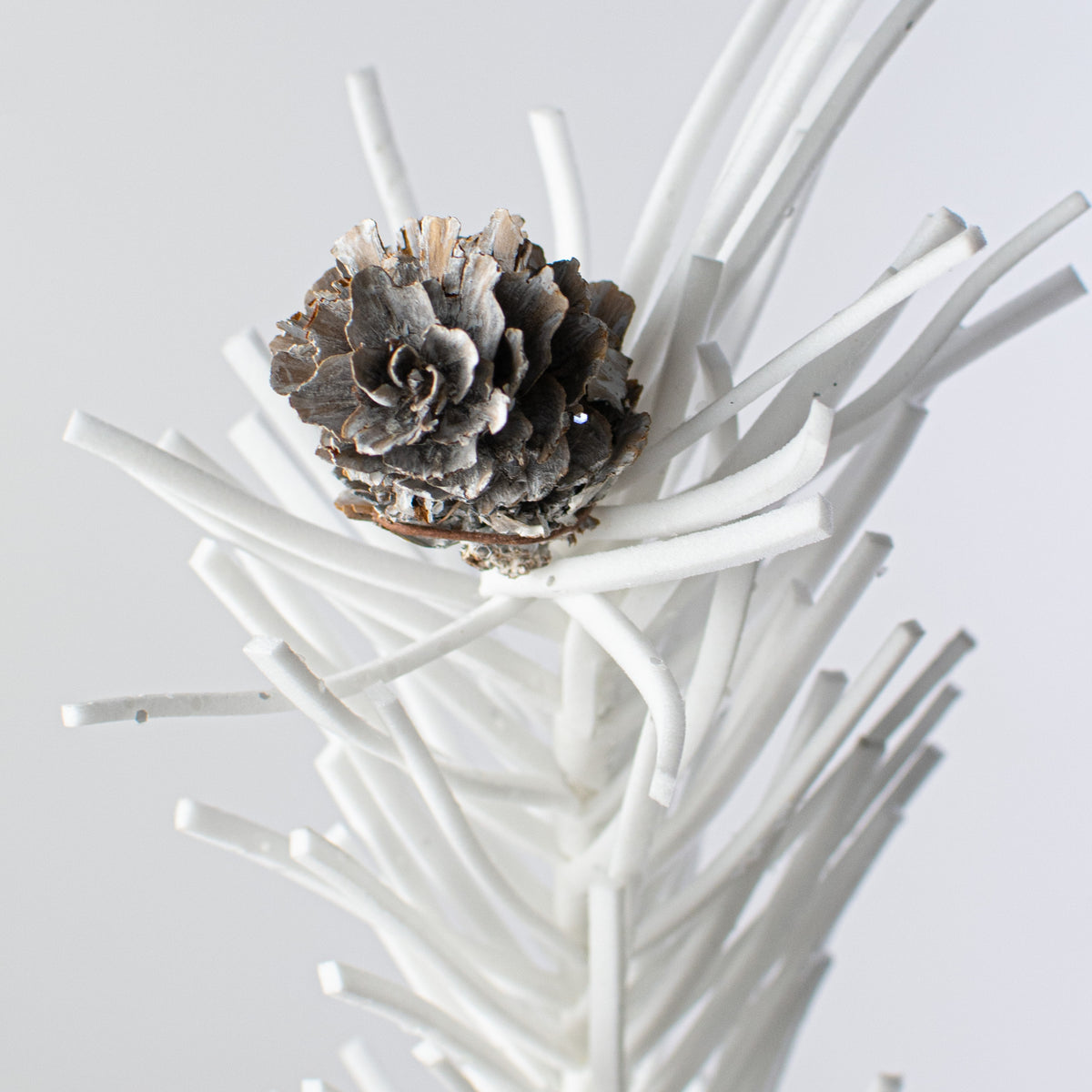 15" White Glitter Foam Pine with Pinecones Pick Lifestyle Photo