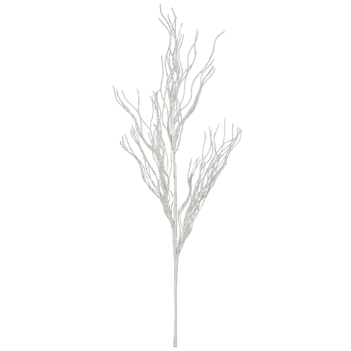 32" White Iridescent Glitter Curly Twig Spray detail photo 6