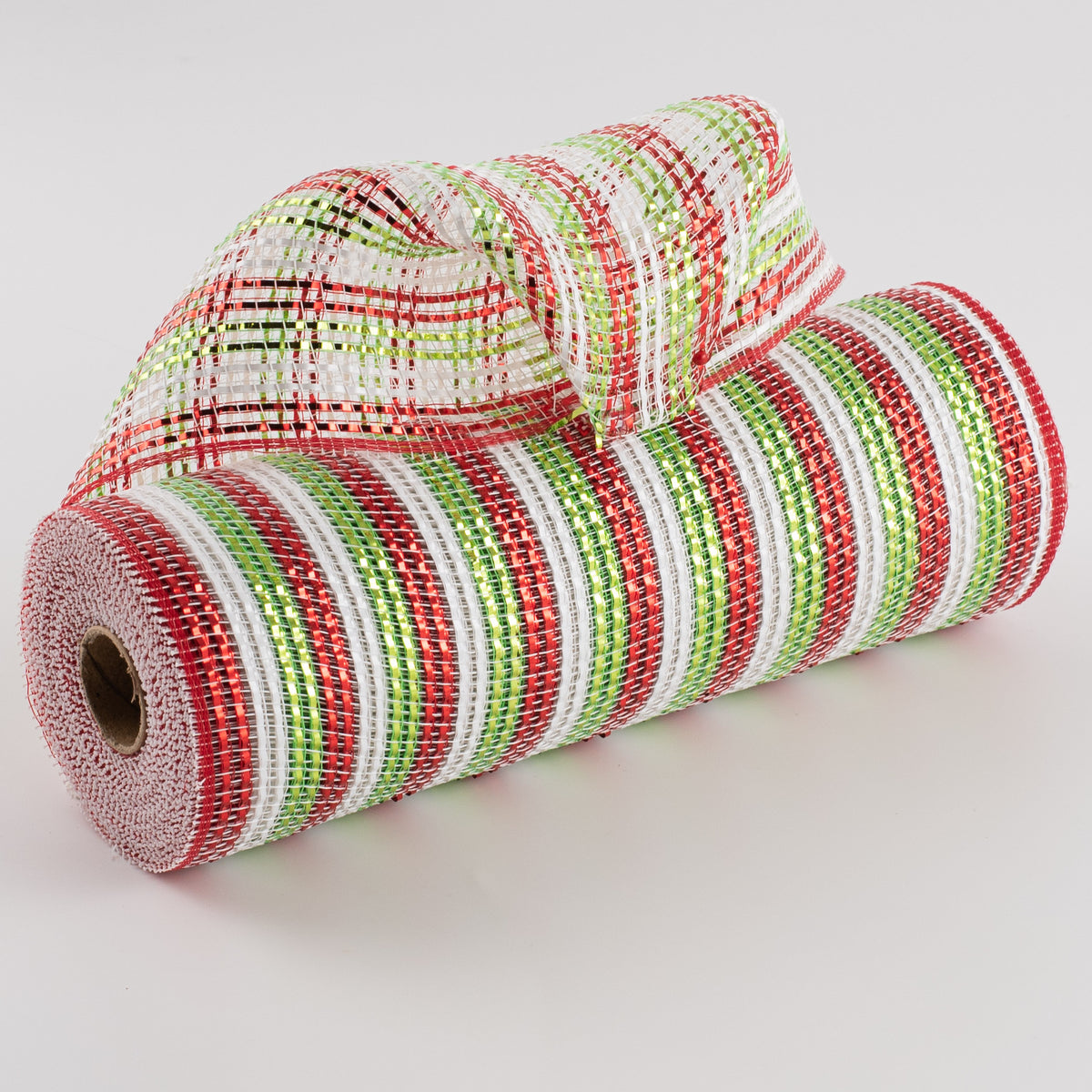 10" Wide Foil Stripes Poly Deco Mesh: Christmas Multi (10 Yards) Item Number: RY801793