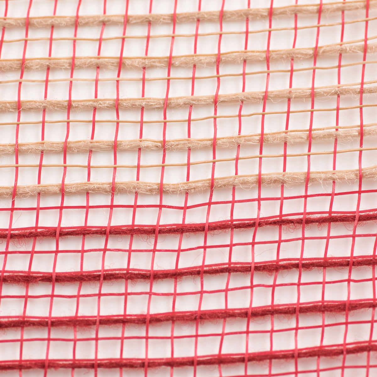 10" Wide Stripe Fabric Mesh: Red & Natural detail photo 3
