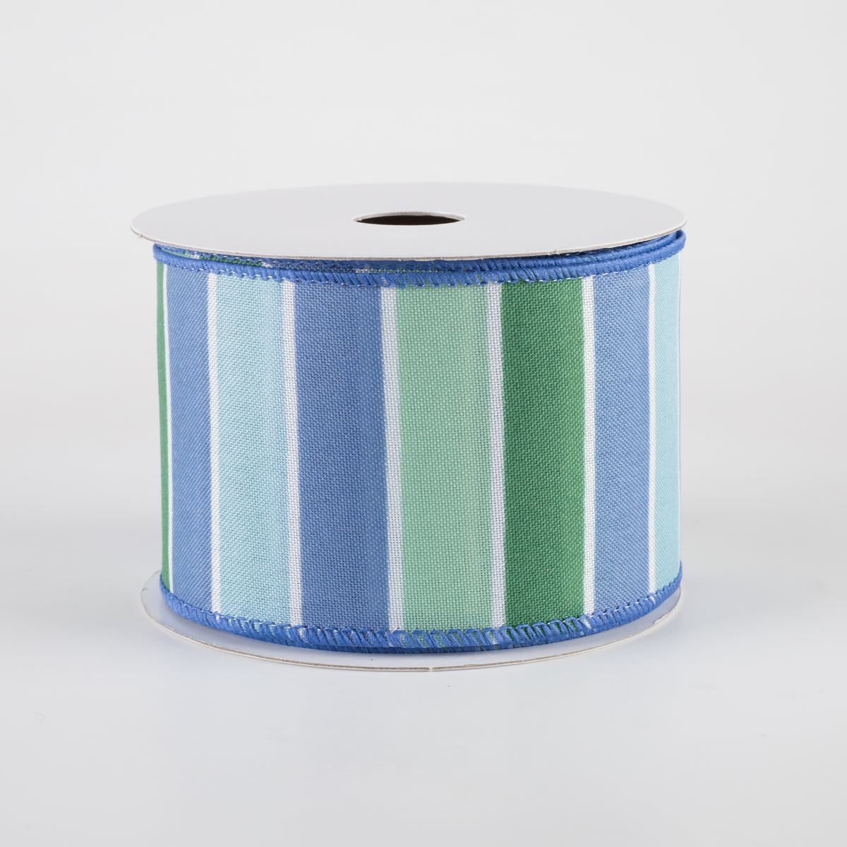 2.5" Wide Stripes Ribbon: Blue, Green, Seaside (10 Yards)