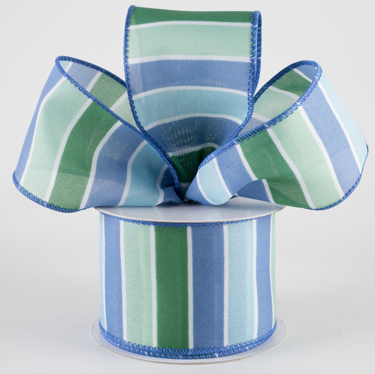 2.5" Wide Stripes Ribbon: Blue, Green, Seaside (10 Yards) Lifestyle Photo