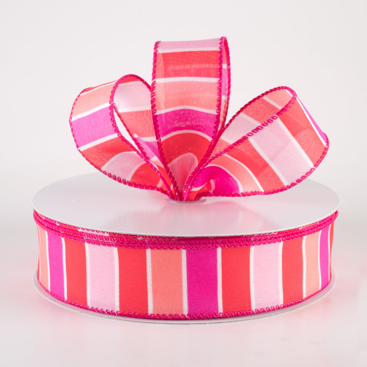1.5" Wide Stripes Ribbon: Pink, Coral, Melon (50 Yards) Lifestyle Photo