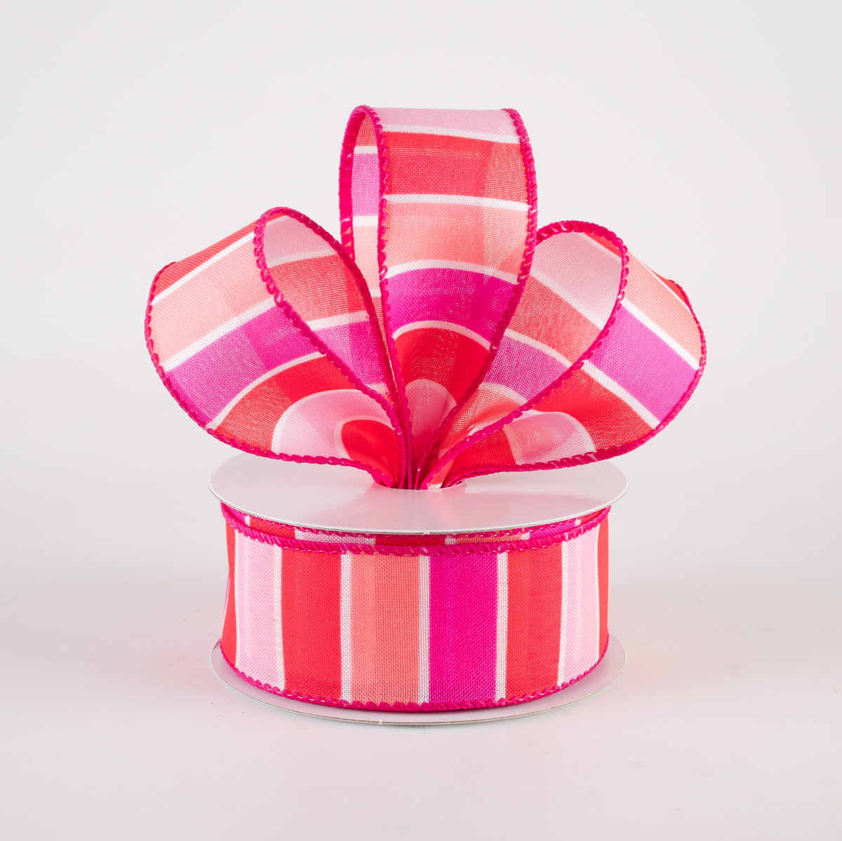 1.5" Wide Stripes Ribbon: Pink, Coral, Melon (10 Yards) Lifestyle Photo
