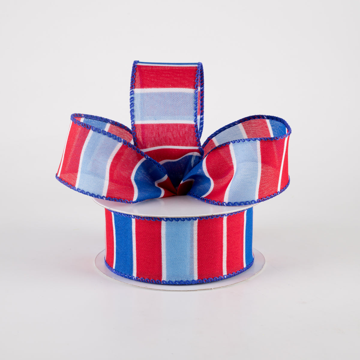 1.5" Wide Stripes Ribbon: Red, Royal Blue, Light Blue (10 Yards) Lifestyle Photo