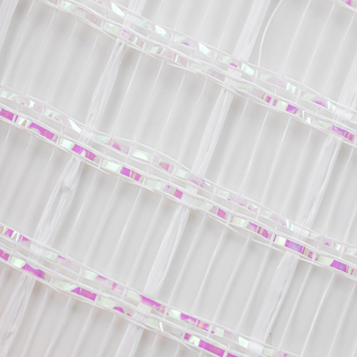 10" Wide Weave Metallic Mesh: White Check detail photo 3