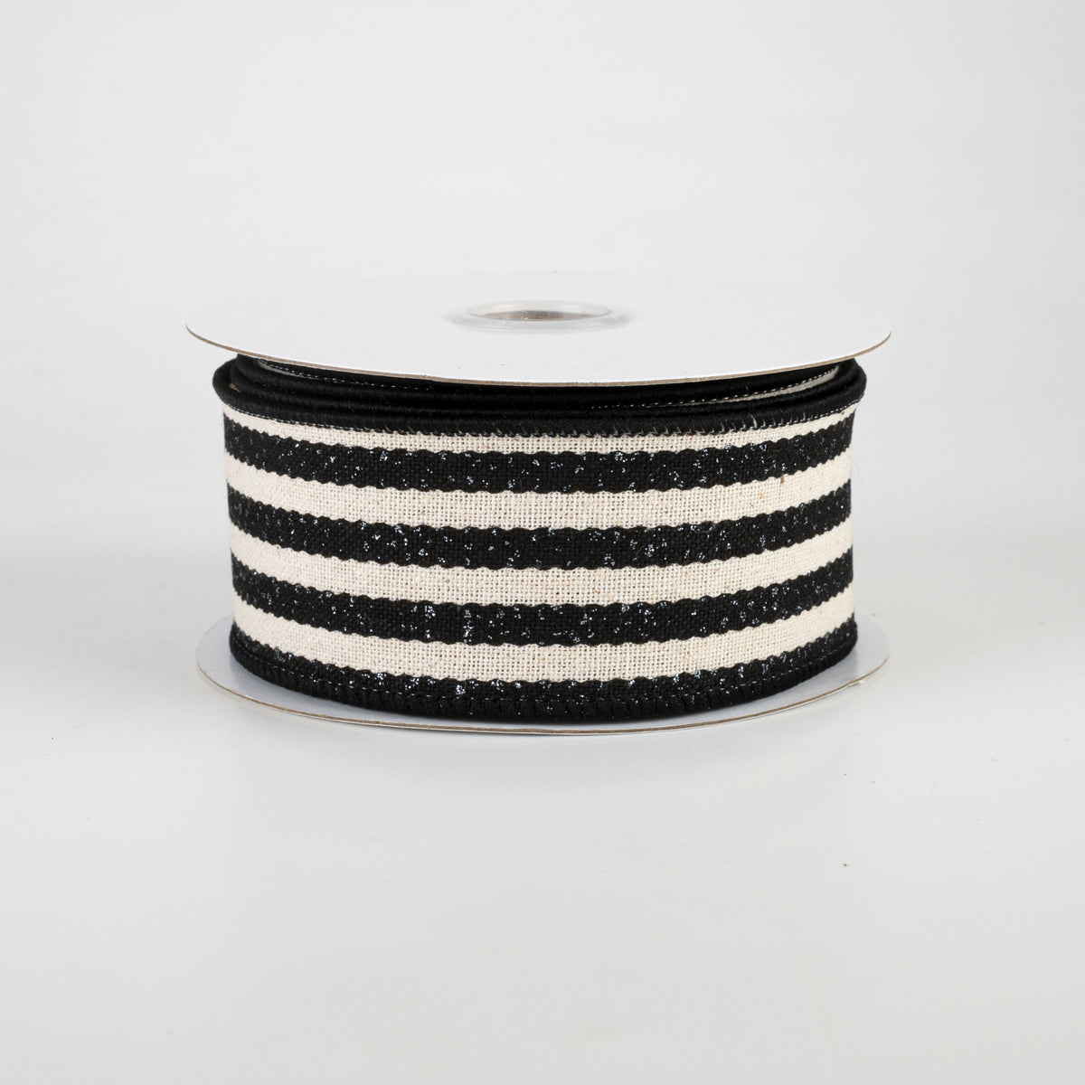 1.5" Wiggly Stripes Canvas Ribbon: Black & Ivory (10 Yards) Item Number: 78002-09-21