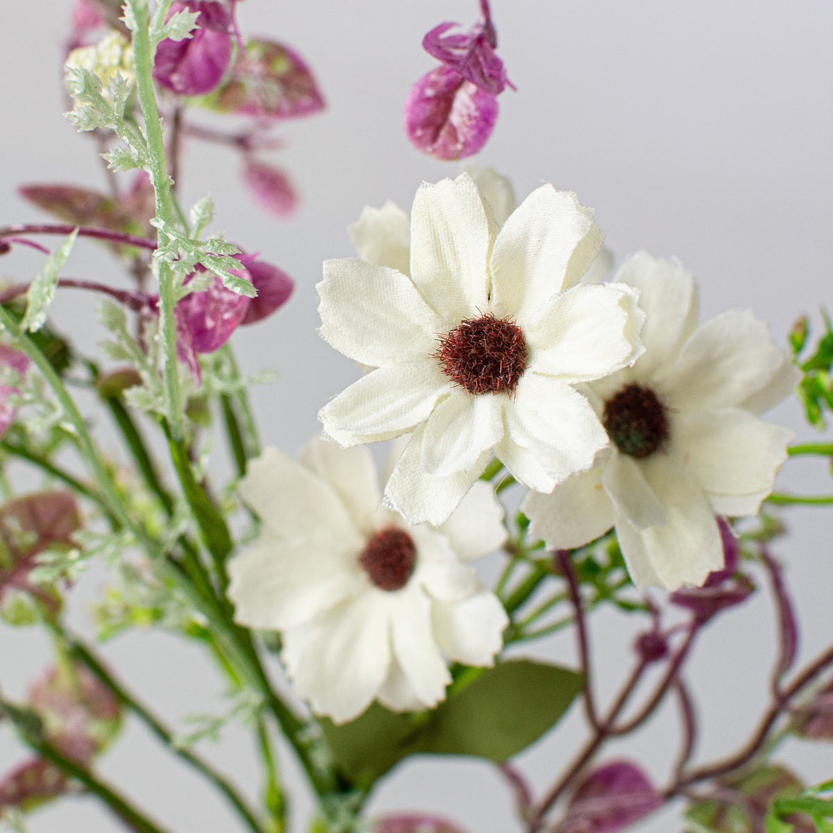 16" Wild Flower Leaves Filler Pick: White & Purple Lifestyle Photo