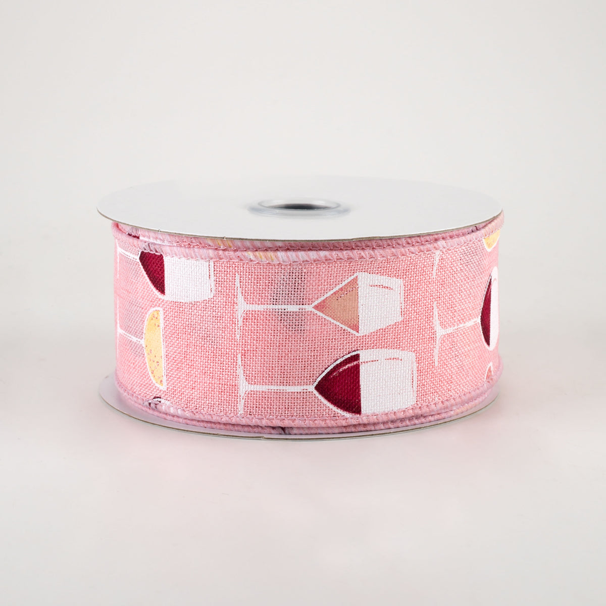 1.5" Wine Glasses Ribbon: Rosé (10 Yards)