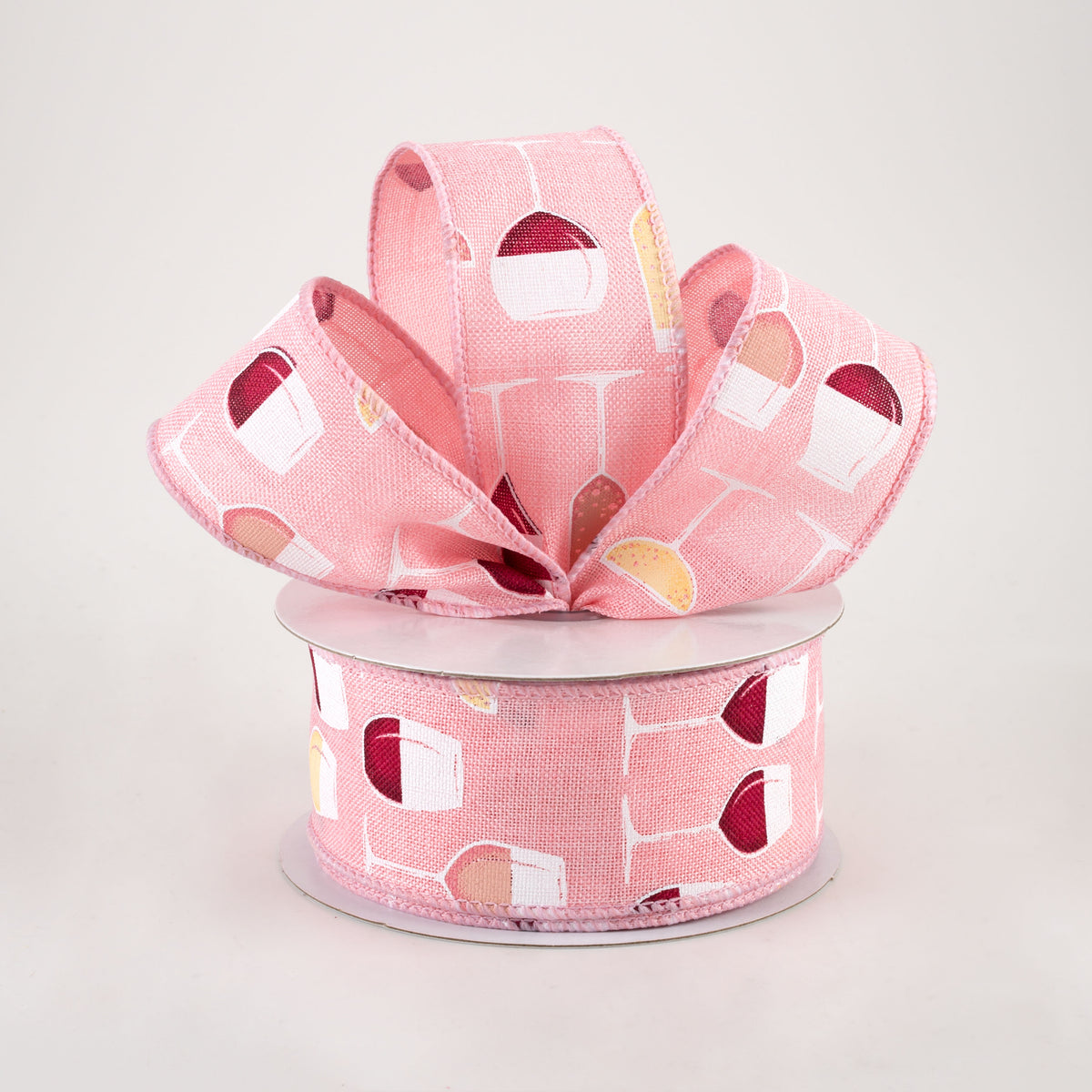 1.5" Wine Glasses Ribbon: Rosé (10 Yards) Lifestyle Photo