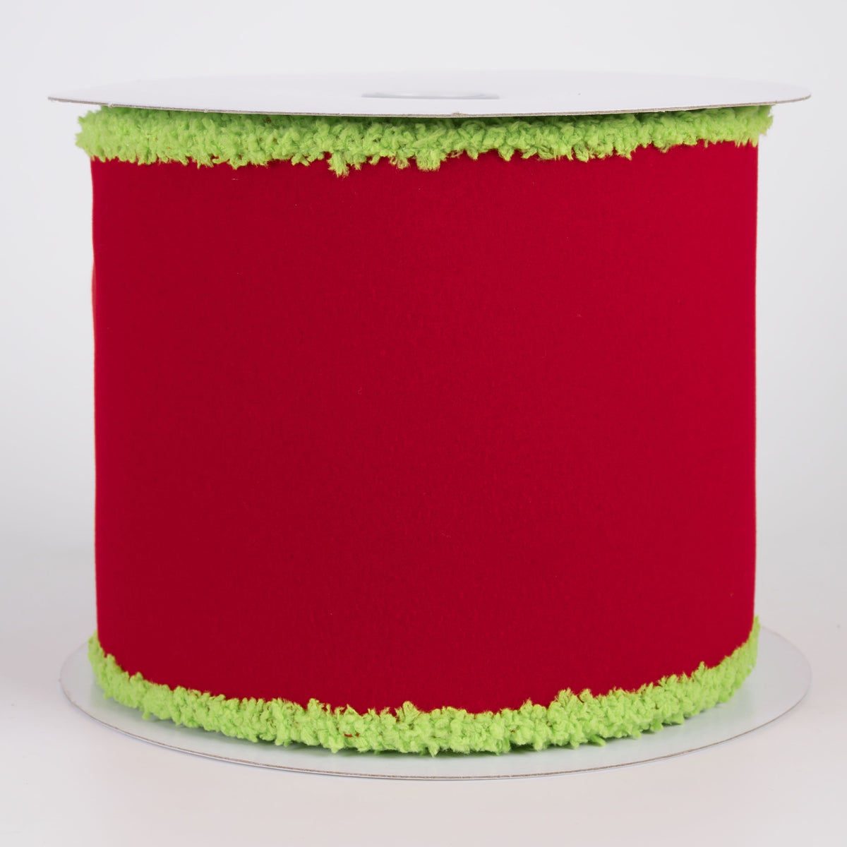 4" Wired Velvet Drift Edge Ribbon: Red with Lime Green (10 Yards) Item Number: RGA8947E9