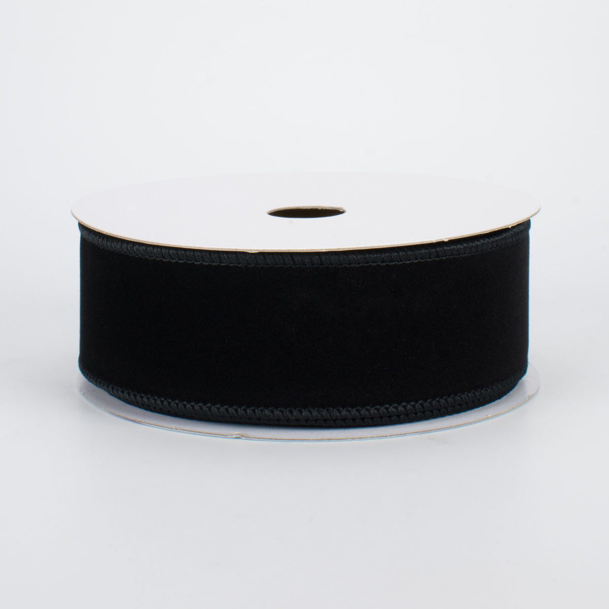 1.5" Wired Velvet Ribbon: Black (10 Yards)