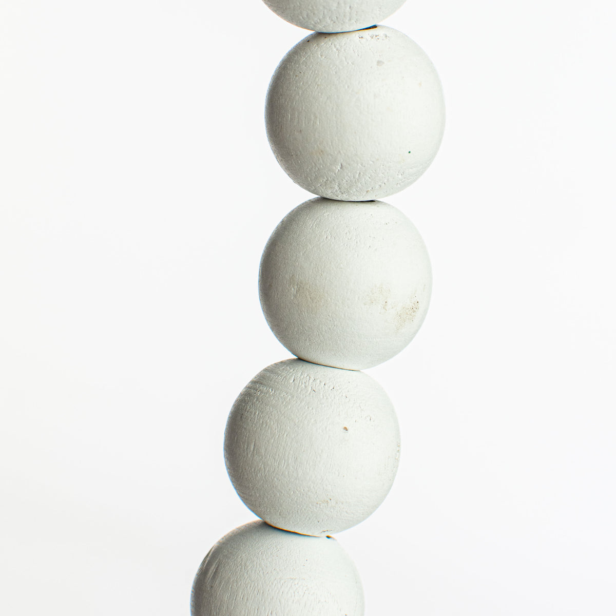 17.75" Wood Bead Wreath: Whitewash detail photo 3