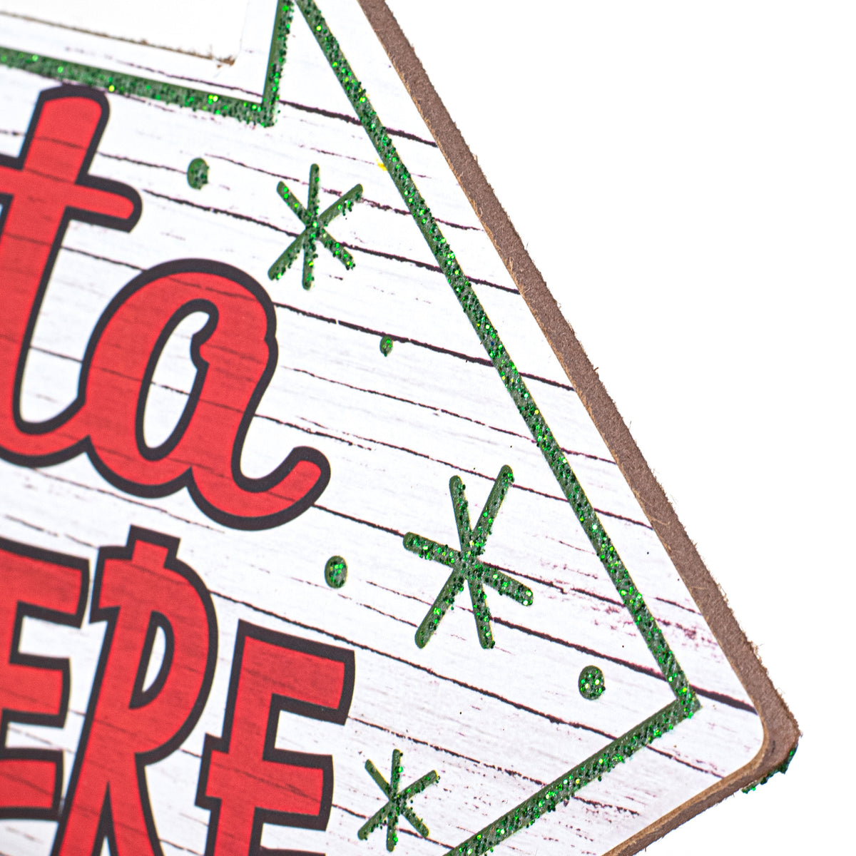 16" Wooden Arrow Sign: Santa Stop Here detail photo 3