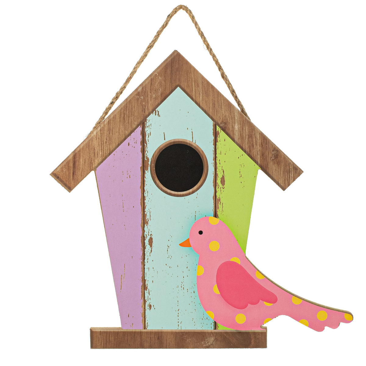 12" Wooden Birdhouse Sign: Pink Polkadot Bird Item Number: AP8571