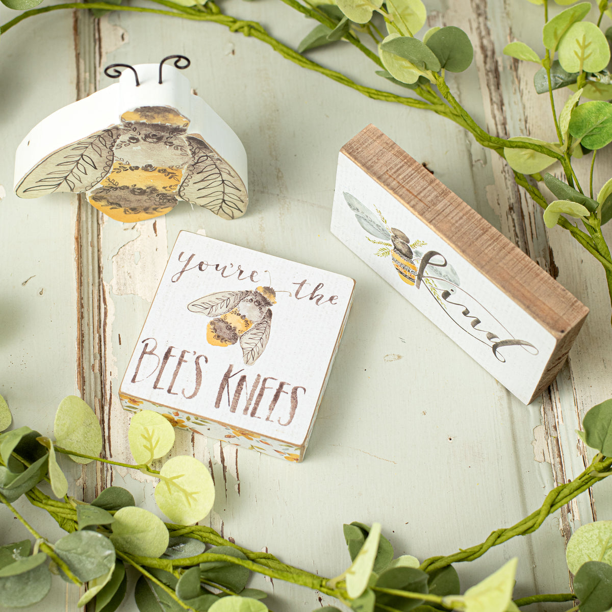 4" Wooden Block Sign: You're The Bee's Knees Lifestyle Photo