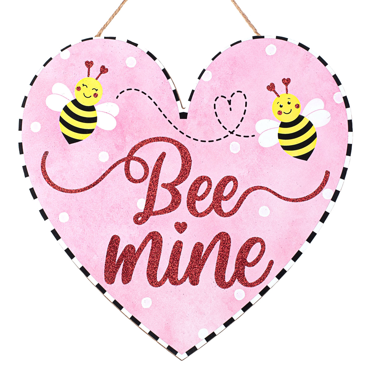 12" Wooden Heart Sign: Bee Mine Glitter Item Number: AP8973