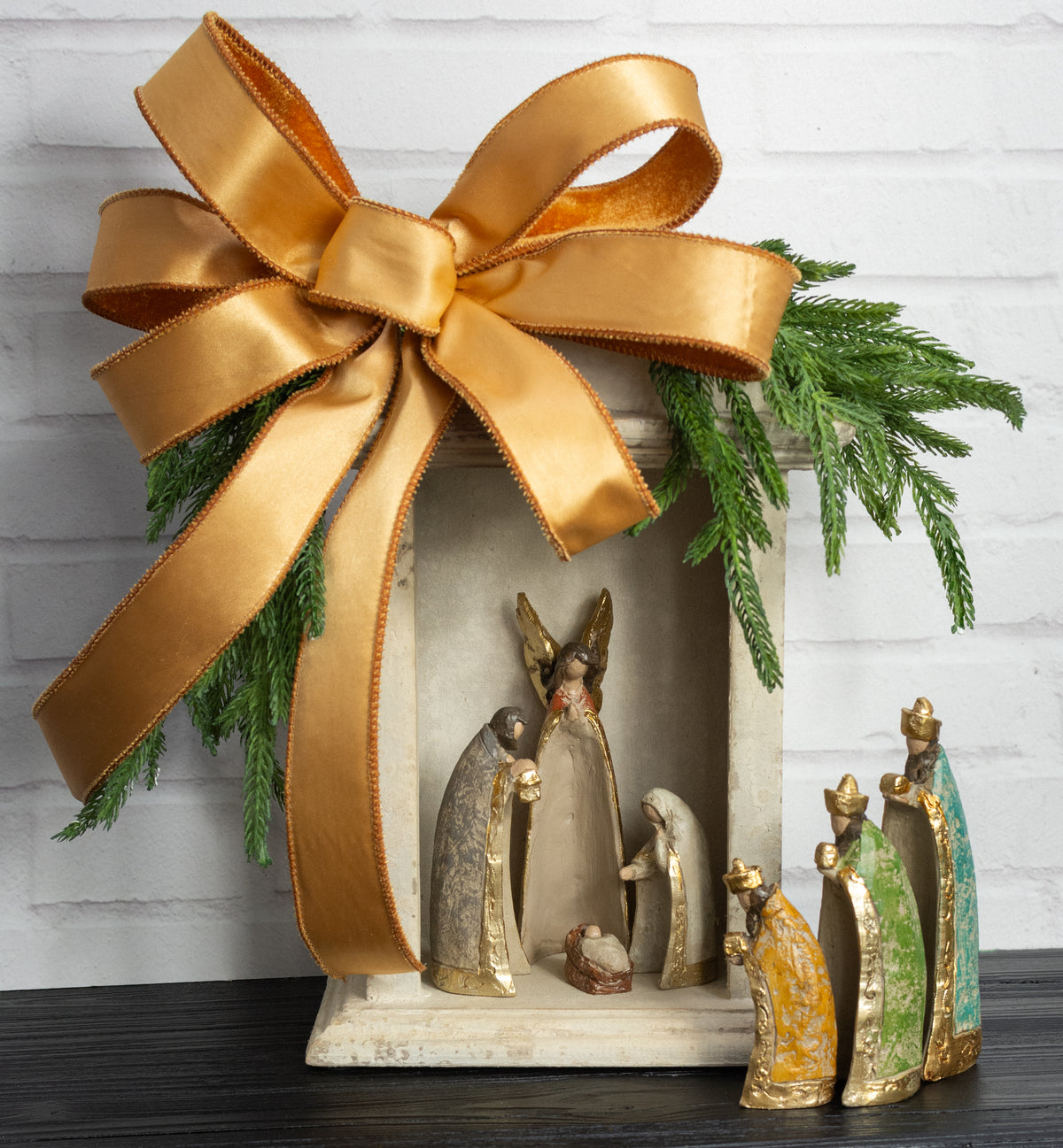 12" Wooden Nativity Creche Lifestyle Photo