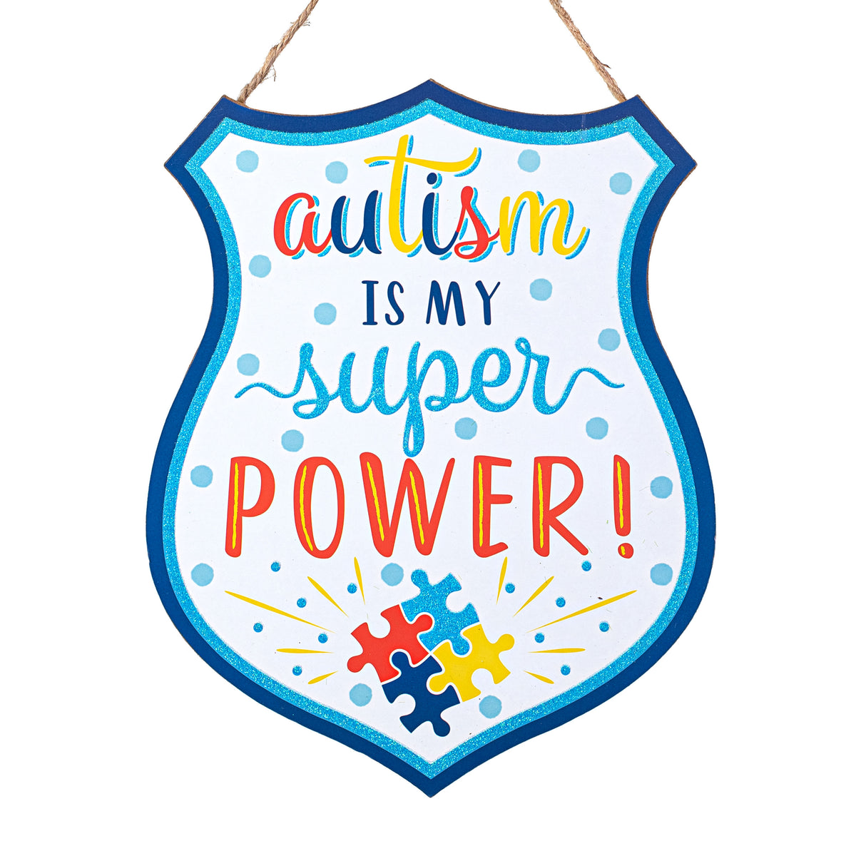 12" Wooden Sign: Autism Super Power Badge Item Number: AP8918