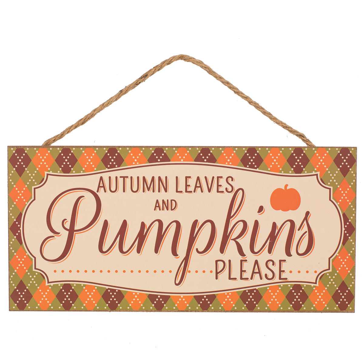 12" Wooden Sign: Autumn Leaves & Pumpkins Item Number: AP8499