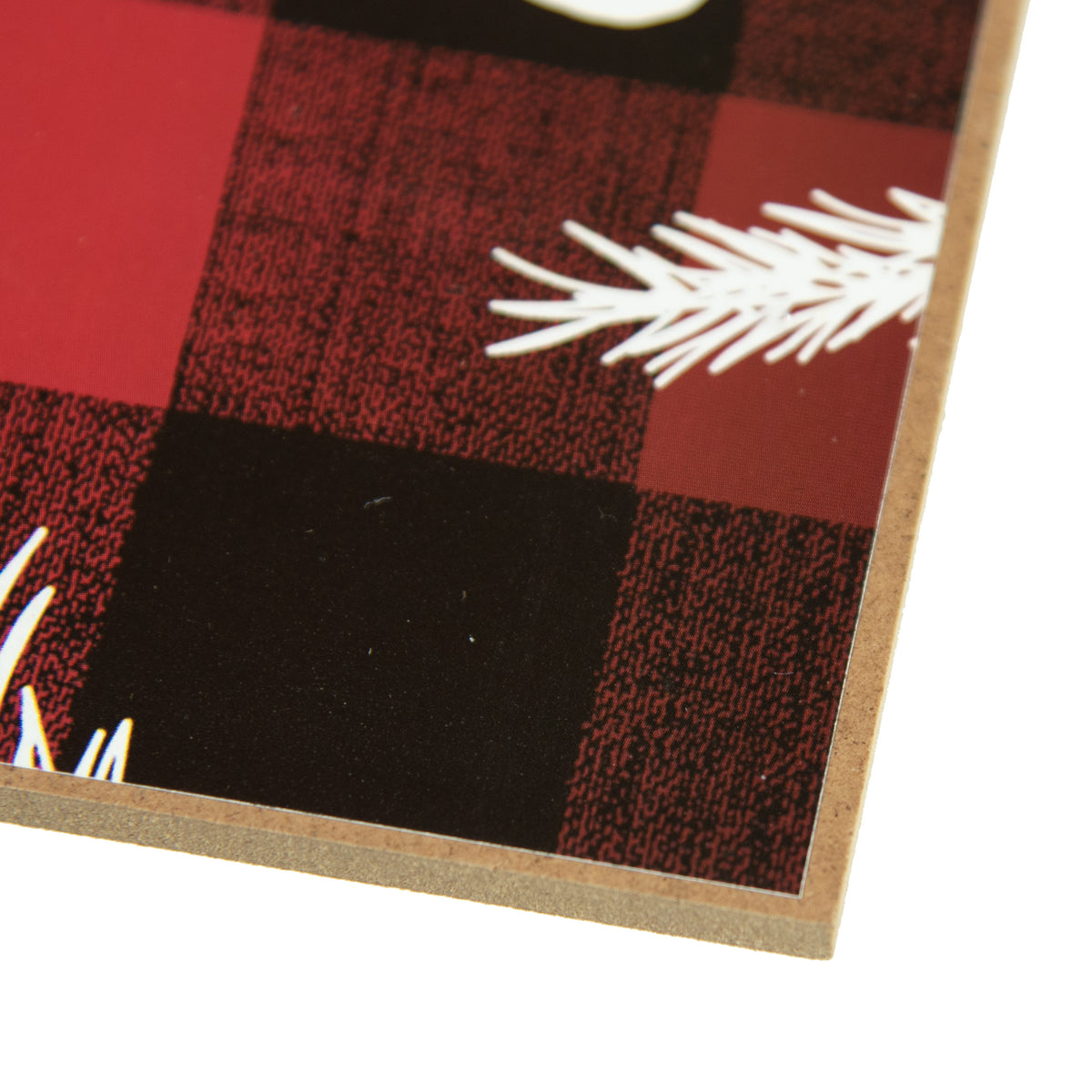 12" Wooden Sign: Comfy Cozy Buffalo Plaid detail photo 3