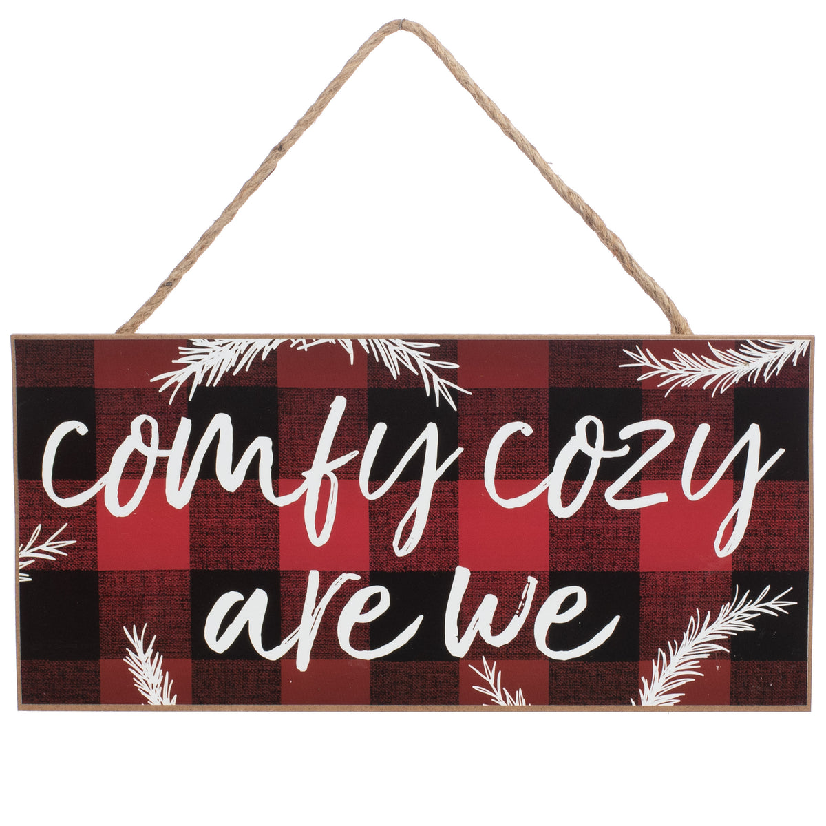 12" Wooden Sign: Comfy Cozy Buffalo Plaid Item Number: AP8284