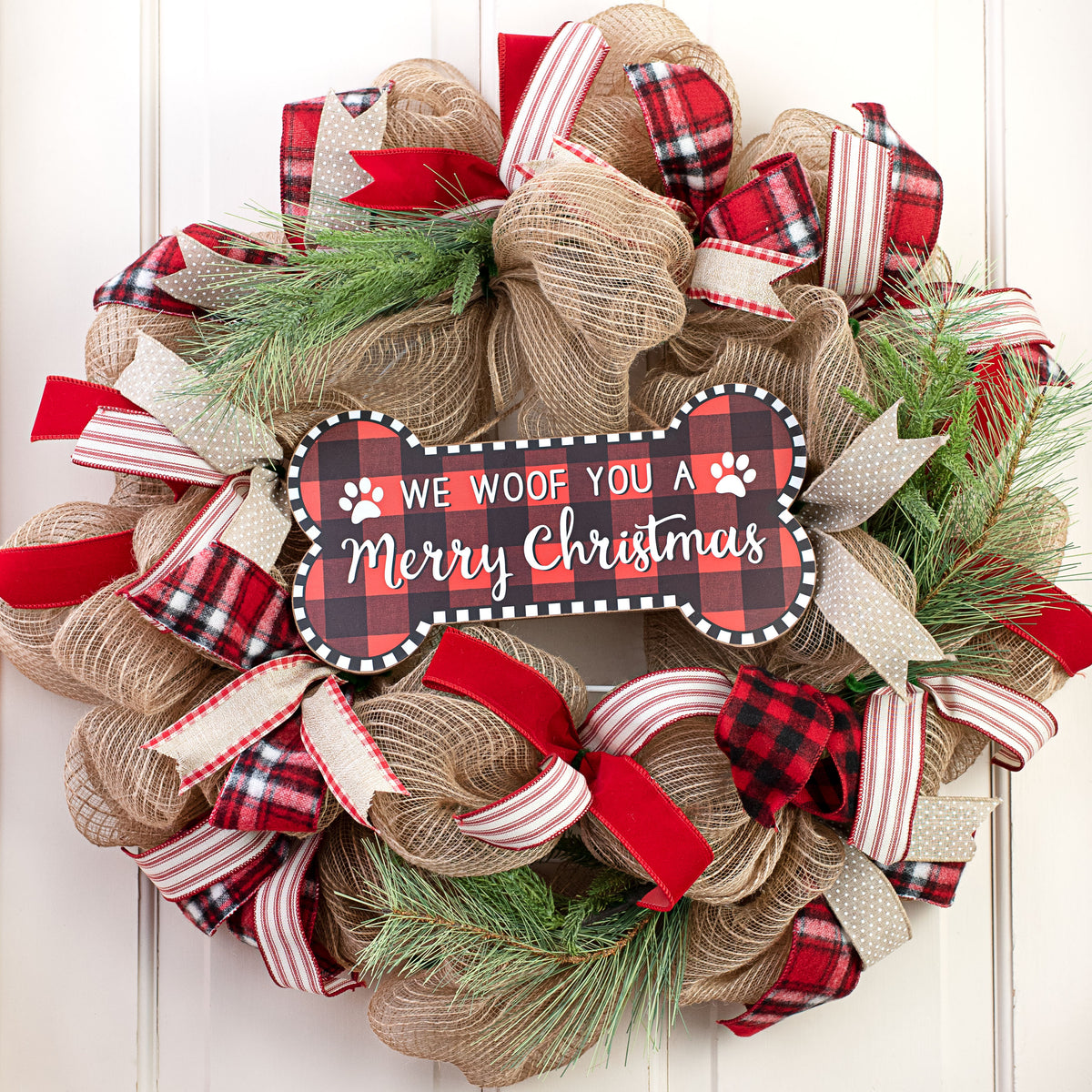 12.5" Wooden Sign: Dog Bone Woof You A Merry Christmas Lifestyle Photo