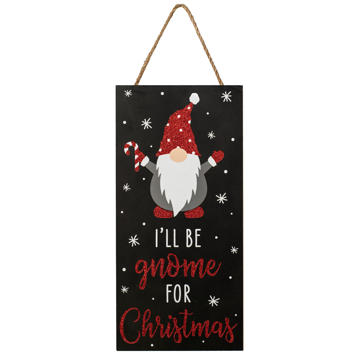 12" Wooden Sign: Glitter Gnome For Christmas Item Number: AP8851