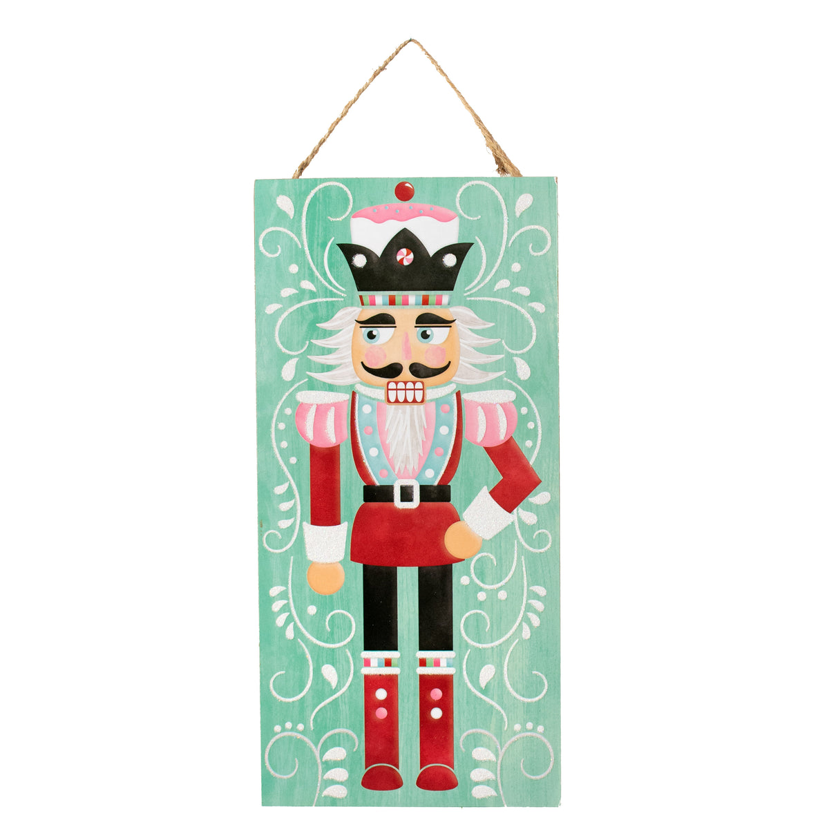 12" Wooden Sign: Glitter Mint Nutcracker Item Number: AP8924