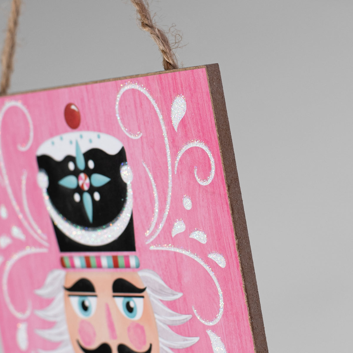 12" Wooden Sign: Glitter Pink Nutcracker detail photo 3