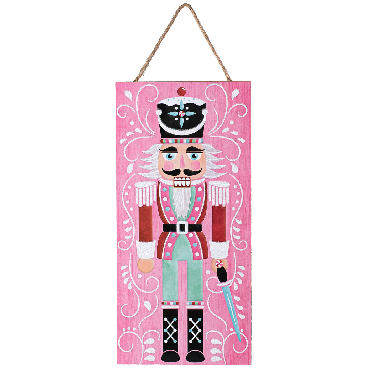 12" Wooden Sign: Glitter Pink Nutcracker Item Number: AP8925