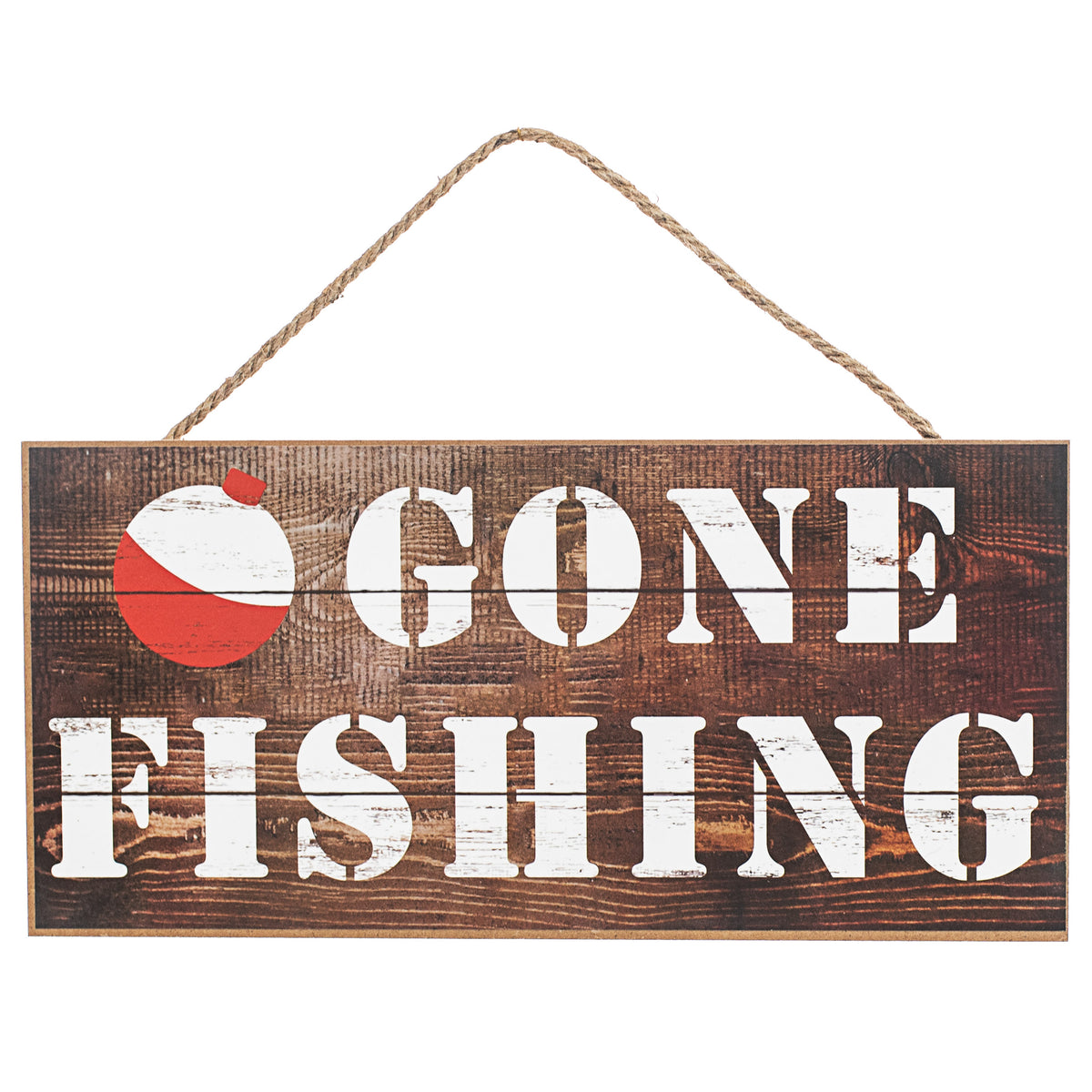 12" Wooden Sign: Gone Fishing With Bobber Item Number: AP8293