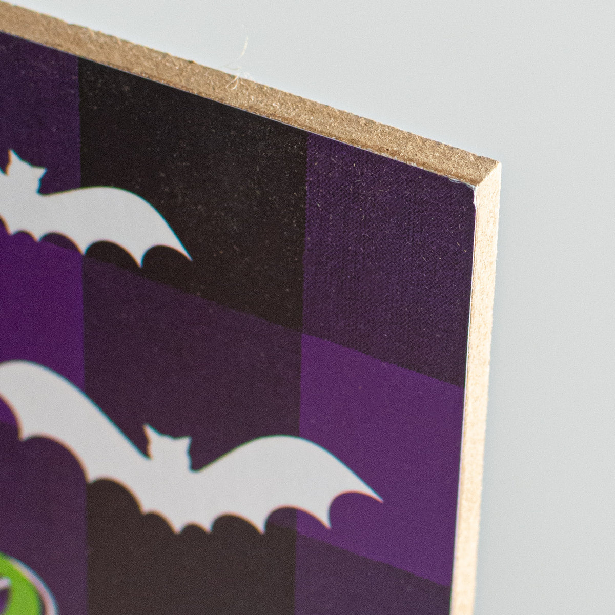 12" Wooden Sign: Happy Halloween Purple Check detail photo 3