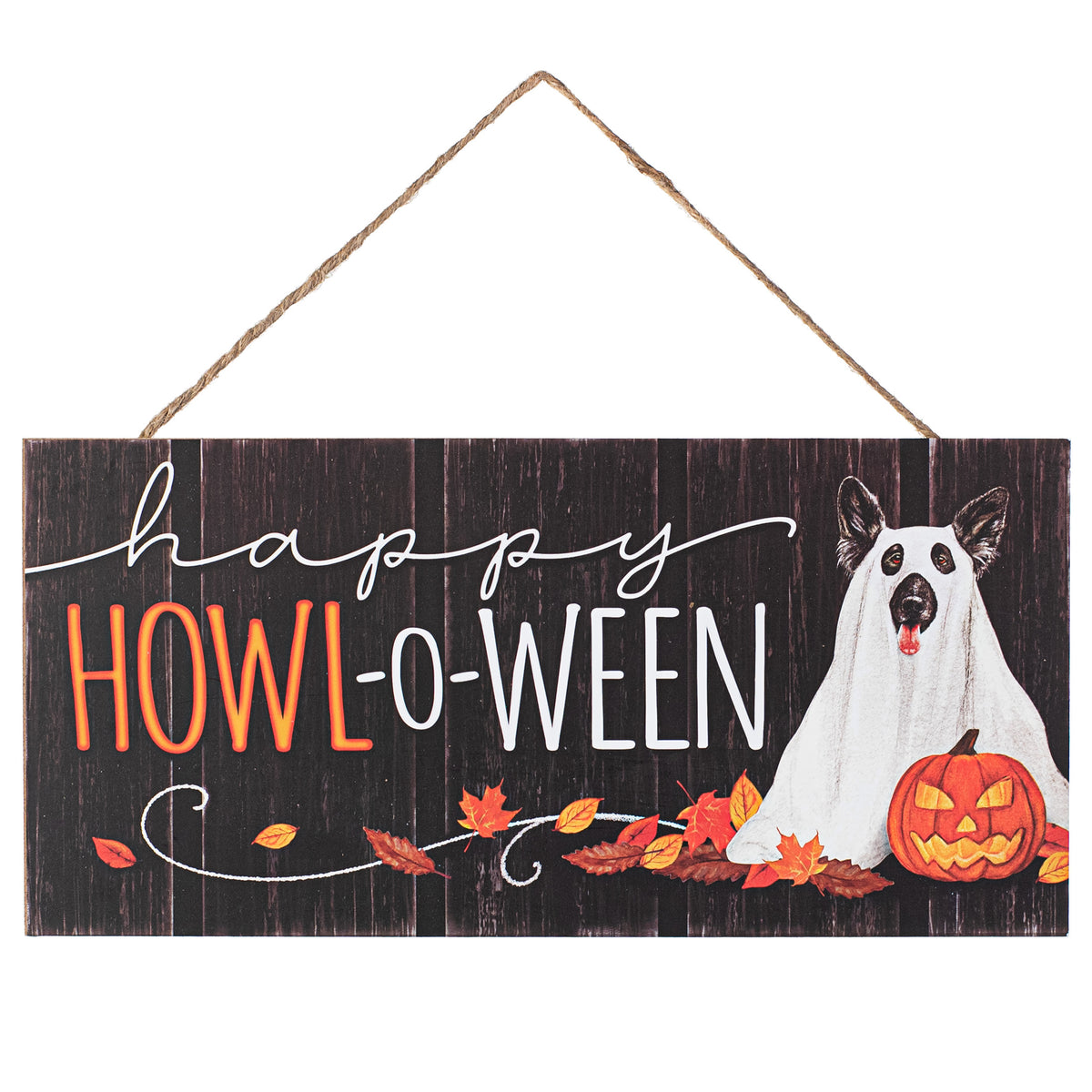 12" Wooden Sign: Happy Howl-O-Ween Dog Item Number: AP7234