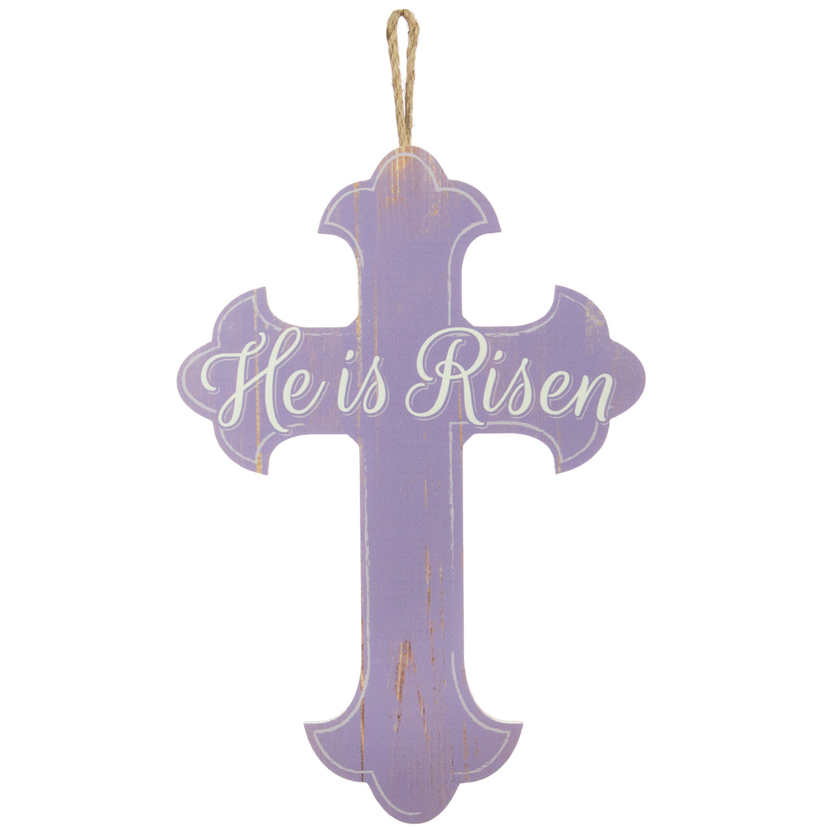 16" Wooden Sign: Lavender He is Risen Cross Item Number: AP8220