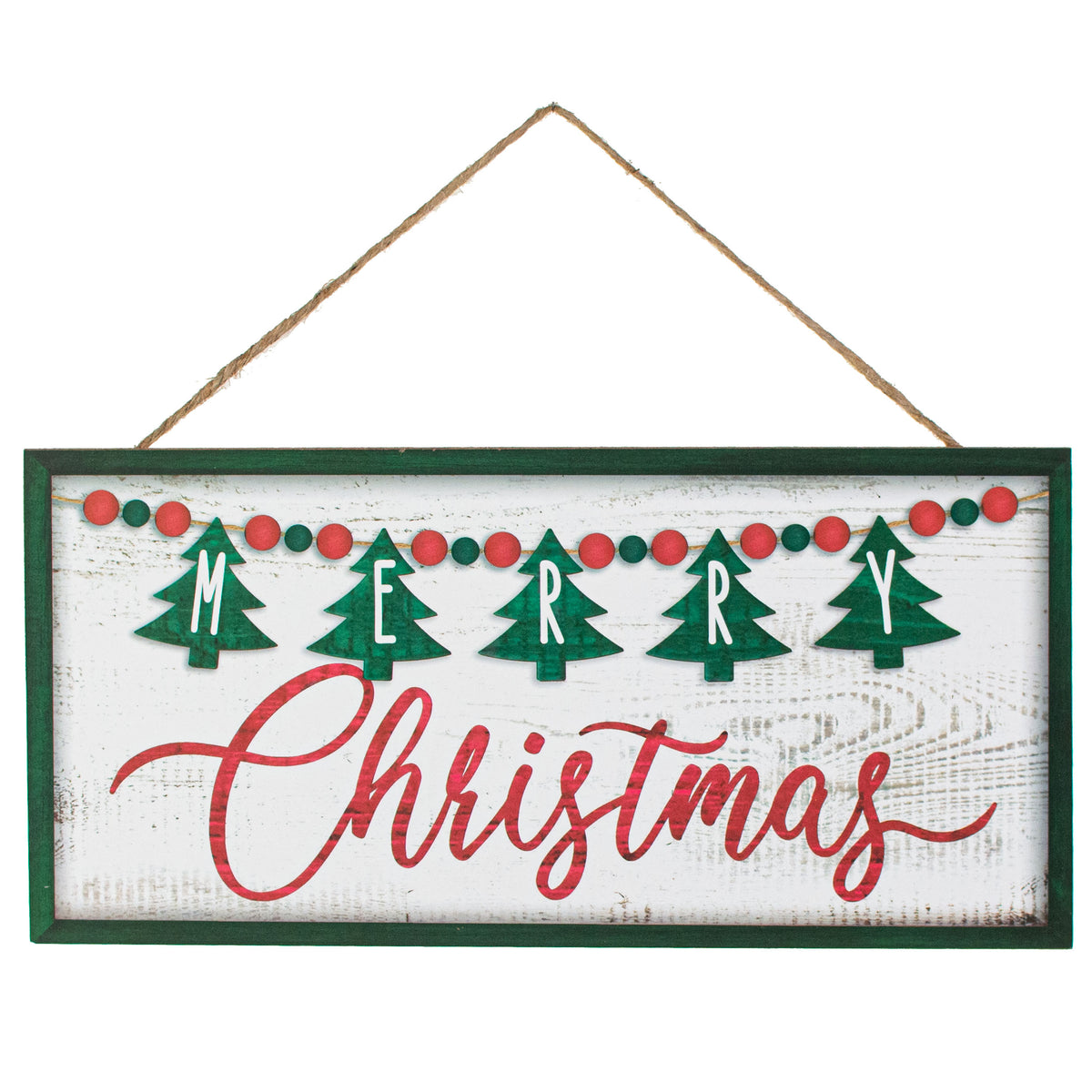 12" Wooden Sign: Merry Christmas Bead Garland Item Number: AP7223