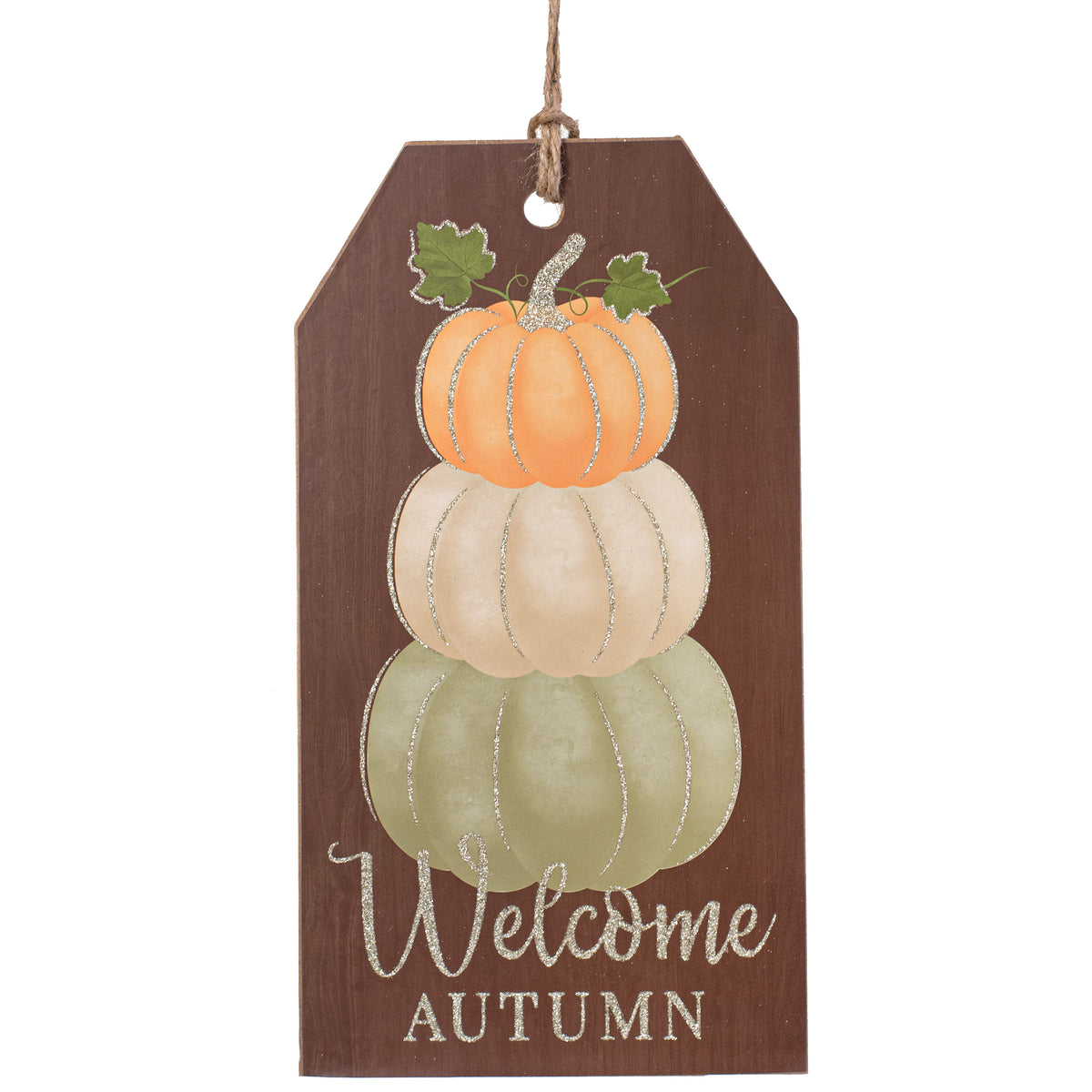 12" Wooden Sign: Welcome Autumn Pumpkin Tag Item Number: AP8833
