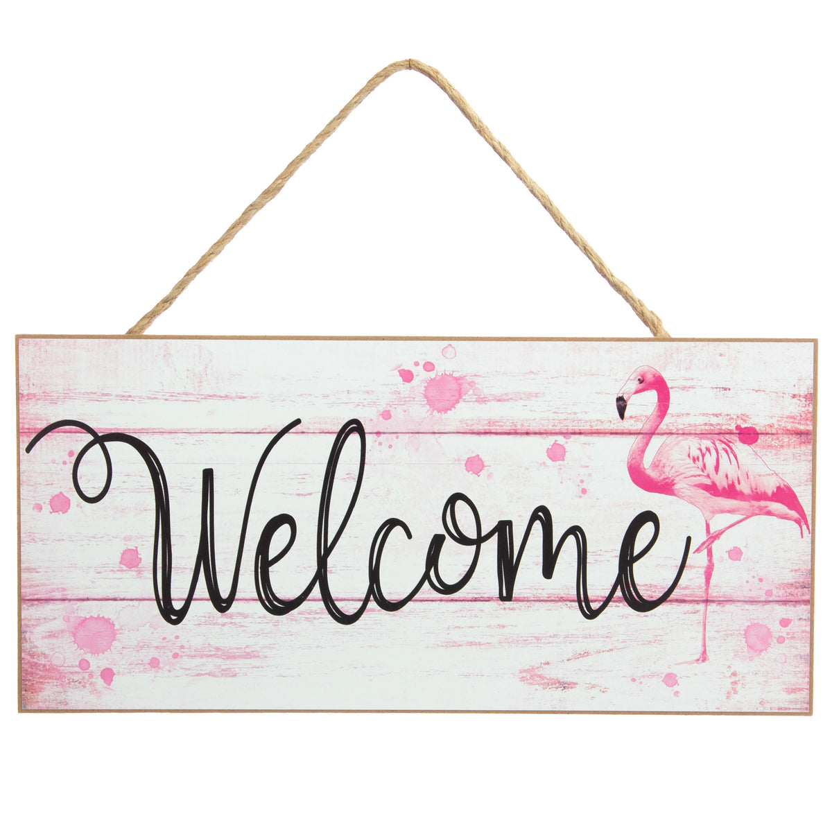 12" Wooden Sign: Welcome Flamingo Item Number: AP8229